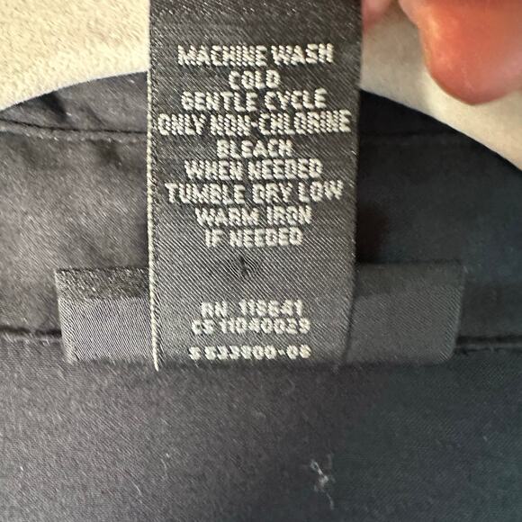 Lane Bryant blouse black button up 3/4 length sleeve Lagenlook goth plus size - Picture 8 of 11